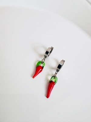 Devi Fashion Çelik Silver Murano Cam Biber Küpe 3 cm