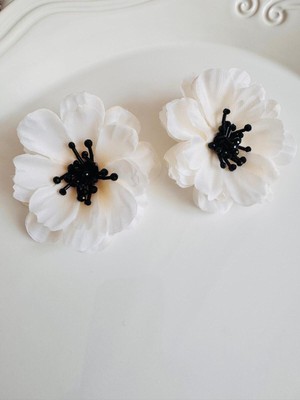Devi Fashion Büyük Bez Çiçek Küpe 7 cm