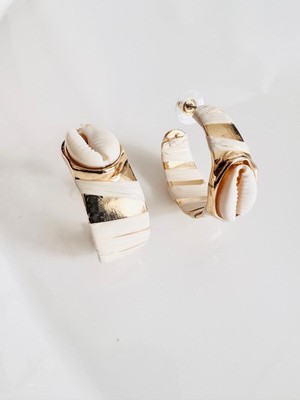 Devi Fashion Deniz Kabuğu Nazar Hasır Halka Küpe 4 cm