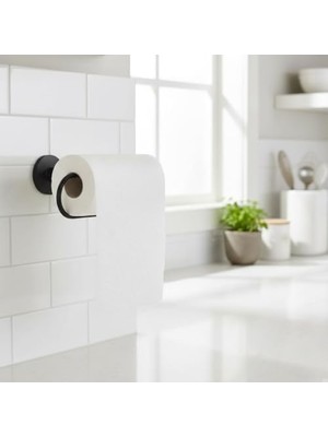 HBMB Store Mat Siyah Kağıt Havluluk – Duvara Monte Metal Tuvalet Kağıdı, Kağıt Havlu Askısı 25 Cm, Güçlü Yapışkanlı Duvara Montaj