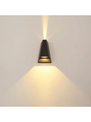 HBMB Store Dekoratif Çift Yönlü LED Duvar Apliği - Siyah, IP54 Su Geçirmez, 3000K Gün Işığı, Iç ve Dış Mekan Desenli Duvar Bahçe Aydınlatma (2X3W)