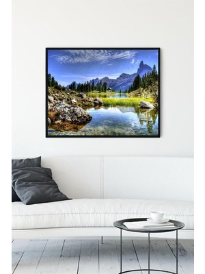 HBMB Store (PSTER10728) Dağ ve Göl Manzara Çerçeveli Tablo 2 (40X50CM)
