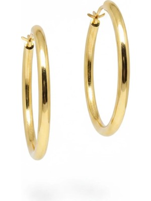 Xuping Jewelry Xuping Seri Gold Altın Kaplama Orta Boy Klasik Halka Küpe - Kararmaz Vıp Takı- Gosessa