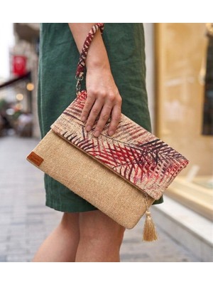 Kadın Portföy & Clutch & 0muz Çantası  Bej Bordo