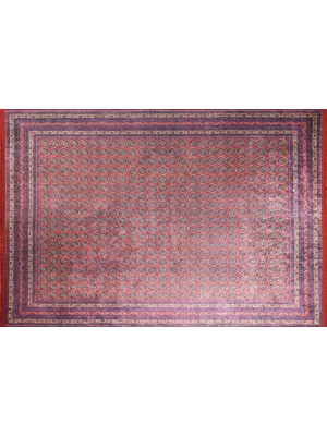 Pera Halı Klasik Bordo ve Lacivert Geometrik Desenli Geleneksel Halı - 46OU