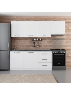 Minar 240 -B8 Cm Beyaz Mutfak Dolabı Modern Tasarım Suntalam Malzeme Geniş Depolama Alanı