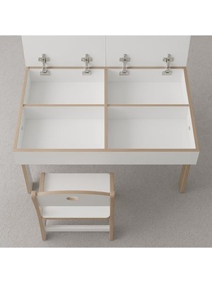 HBMB Store Mdf Çocuk Aktivite Masası, Açılabilir Kapaklı, Ergonomik Tasarım, 1 ve 1 Masa, Beyaz
