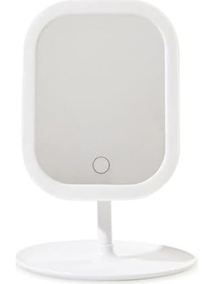 HBMB Store LED Işıklı Makyaj Aynası, Beyaz, Dokunmatik Kontrol, Masa Üstü Standlı, Oval Tasarım