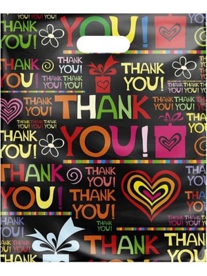 Paketleme Tezgahı 4 No (40*50) Takviyeli El Geçme Poşet Thank You Desenli 50 Adet