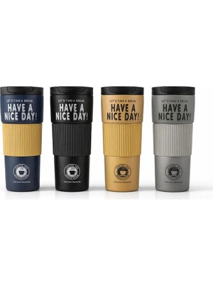 Magicool 600 ml Have A Nice Day" 600 ml Çift Katmanlı Paslanmaz Çelik Termos Mug ALK4624