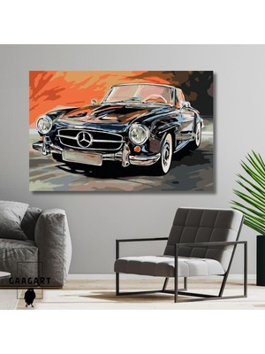 HBMB Store Tekli Yatay Kanvas Duvar Tablosu Benz Klasik Araba, 60 x 40
