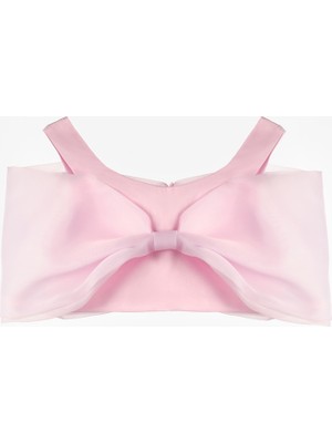Le Mabelle Pembe Büyük Fiyonklu Kız Çocuk Crop Bluz - Edith