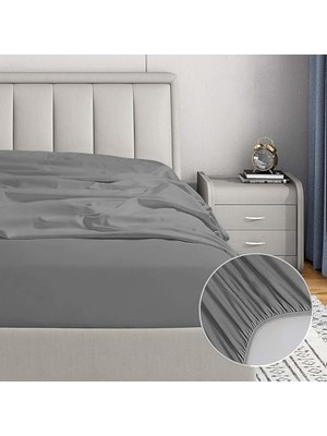 HBMB Store Soley | Jersey |%100 Pamuk Çift Kişilik 140 x 200 Lastikli Çarşaf Gri
