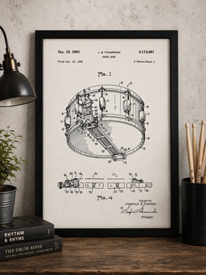 Pegziz Trampet Patent Çizimi Tablosu Müzik Duvar Dekor Tablo