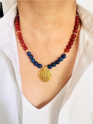 Devi Fashion Akik Doğal Taş Yaşam Çiçeği Kolye 46 cm