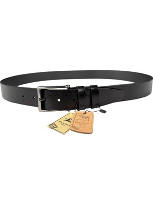 İstanbul Belt 3.5 cm Erkek Tek Kat Manda Derisi Kemer - Gümüş Ton Tokalı - 1020