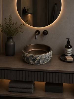 FUALORA Seramik Çanak Lavabo Batarya Deliksiz 40*40*14CM