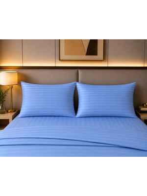Pınarhome collection 1 cm Çizgi Desenli Saten Kumaş Kapaklı Yastık Kılıfı --50X70CM--2 Adet (1 Çift)