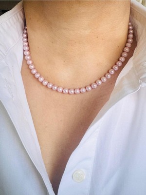 Devi Fashion Pembe Mayorka Inci Dizi Kolye 45 cm