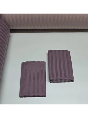 Pınarhome collection 1 cm Çizgi Desenli Saten Kumaş Kapaklı Yastık Kılıfı --50X70CM--2 Adet (1 Çift)