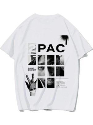 Brz Collection Unisex Oversize 2pac T-Shirt (Beyaz)