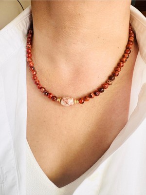 Devi Fashion Jasper Doğal Taş Kolye 45 cm