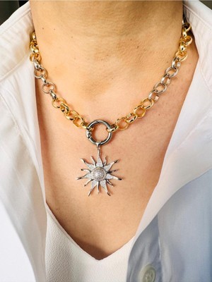 Devi Fashion Güneş Uçlu Zincir Kolye 42 cm