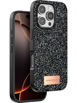 Magicool Onegif  Iphone 16 Pro Max Bright Simli Kapak - Siyah