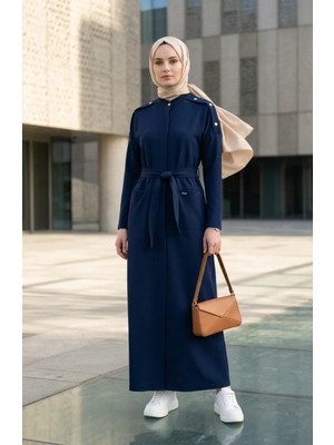 Sefa Merve Iki Iplik Kuşaklı Ferace 71177-03 Indigo
