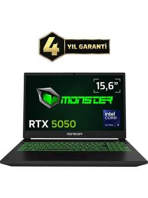Monster Abra A5 V22.3.5 Intel Core Ultra 9 185H 32GB Ram 1 Tb SSD 8 GB Rtx 5050 Windows 11 Home 15,6" 144 Hz Oyun Bilgisayarı