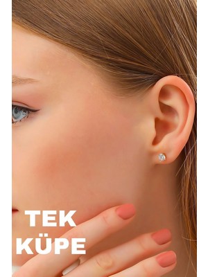 Moom Mücevherat 14 Ayar Altın Tek Taş Küpe 5 mm Tek Küpe
