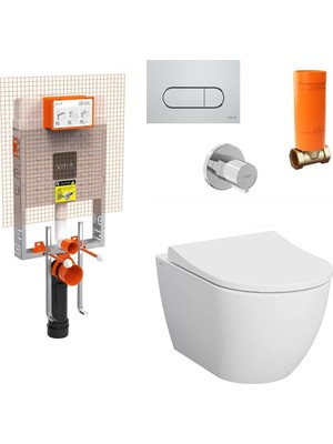 Vitra S60 Rim-Ex Smoothflush Beyaz Kanalsız Asma Klozet, Gömme Rezervuar Tam Set 800-2027