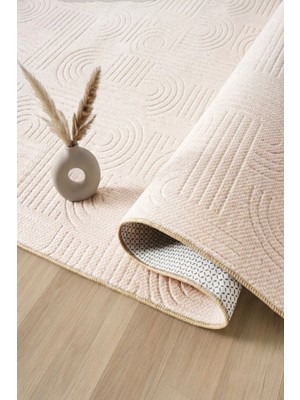 Raschel Carpet Premium Bohem Yıkanabilir Leke Tutmaz Modern Sisal Açık Bej Özel Seri Kaymaz Taban Halı Yolluk
