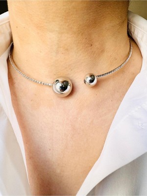 Devi Fashion Zirkon Taşlı Choker Esnek Çember Kolye