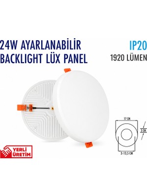 Lampist 24W Çerçevesiz Ayarlanabilir Lüx LED Panel 6500K