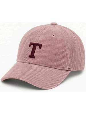 Tesbihname Unisex Beyzbol Şapkası - Isme Özel Harf Nakışlı - Premium Kadife Kumaş - Pembe Renk - Metal Tokalı