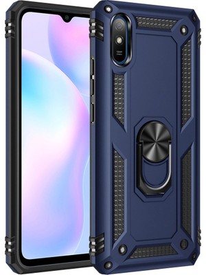 Magicool Xiaomi Redmi 9A Kılıf Sofya Yüzüklü Silikon Kapak - Lacivert