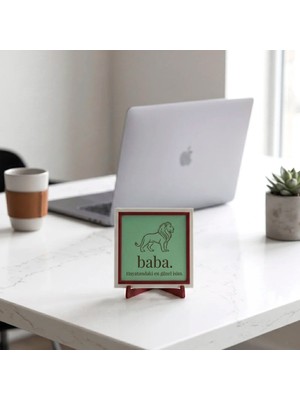 Miaju Hayatımdaki En Güzel Isim Yazılı Modern Obje, Babaya Özel Aslan Tasarımlı 10X10 cm Dekoratif Tasarım