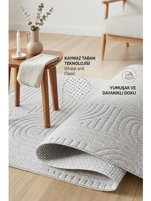 Raschel Carpet Premium Bohem Yıkanabilir Leke Tutmaz Modern Sisal Açık Gri Özel Seri Kaymaz Taban Halı Yolluk