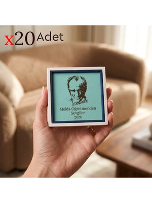 Miaju Öğretmenden Sevgilerle Mezuniyet Hatırası 20’li Paket Atatürk Figürlü Modern Sınıf Hediyesi 10X10 cm