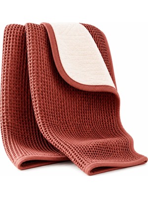 Dreamline OEKO-TEX Sertifikalı %100 Pamuk Waffle Bebek Battaniyesi, Hipoalerjenik 0-4 Yaş Uygun Petek Dokulu Özyapı, Kiremit, 75x100 cm