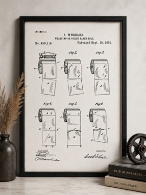 Pegziz Tuvalet Kağıdı Patent Çizimi Tablosu Ev Duvar Dekor Tablo