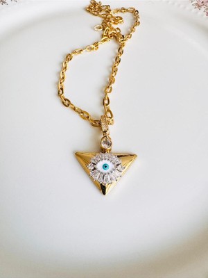 Devi Fashion Charm Üçgen Göz Kolye