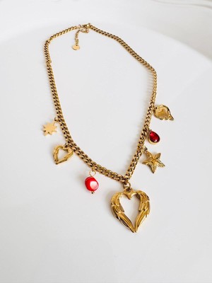 Devi Fashion Çelik Charm Kalpli Kolye 45 cm
