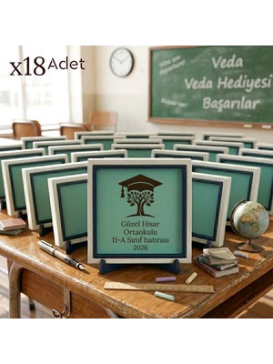 Miaju Öğrenciler Için Sıcacık Bir Veda Hediyesi; Isim Yazılabilen Modern 18'li Sınıf Hatırası 10X10 cm