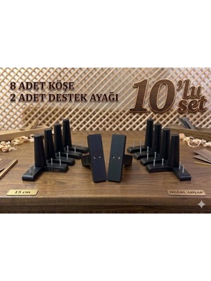 Legora Wood Design 1. Sınıf Gürgen Ağacı Siyah Mobilya Kanepe Koltuk Tv Ünitesi Mobilya Ayakları 10'lu Set Köşe Ayak ve Destek Ayağı 15 cm Robot Süpürge Uyumlu