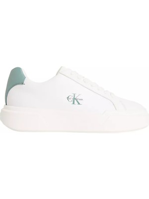 Calvin Klein Kadın Bağcıklı Rahat Taban Logo Detaylı Deri Günlük Beyaz Sneaker YW0YW01947-05X