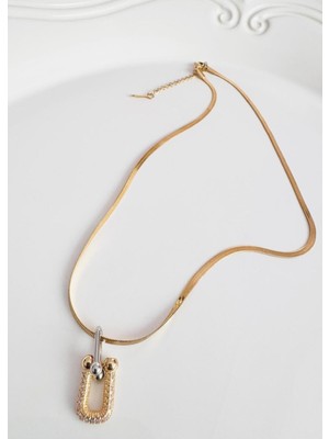 Devi Fashion Çelik Gold Kolye 41 cm