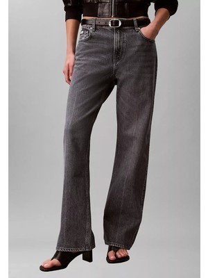Calvin Klein Kadın Straight Fit Pamuklu Geniş Paçalı Pamuklu Denim Gri Jeans LV047F723G-SCO