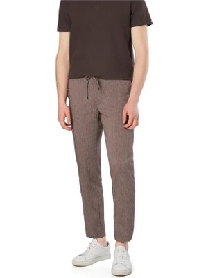 Boss Erkek Pamuklu Regular Fit Normal Bel Daralan Paça Kahverengi Pantolon 50557859-207